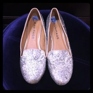 Rampage Silver Glitter Loafers Flats